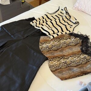 Striped tank top and snake skin cami